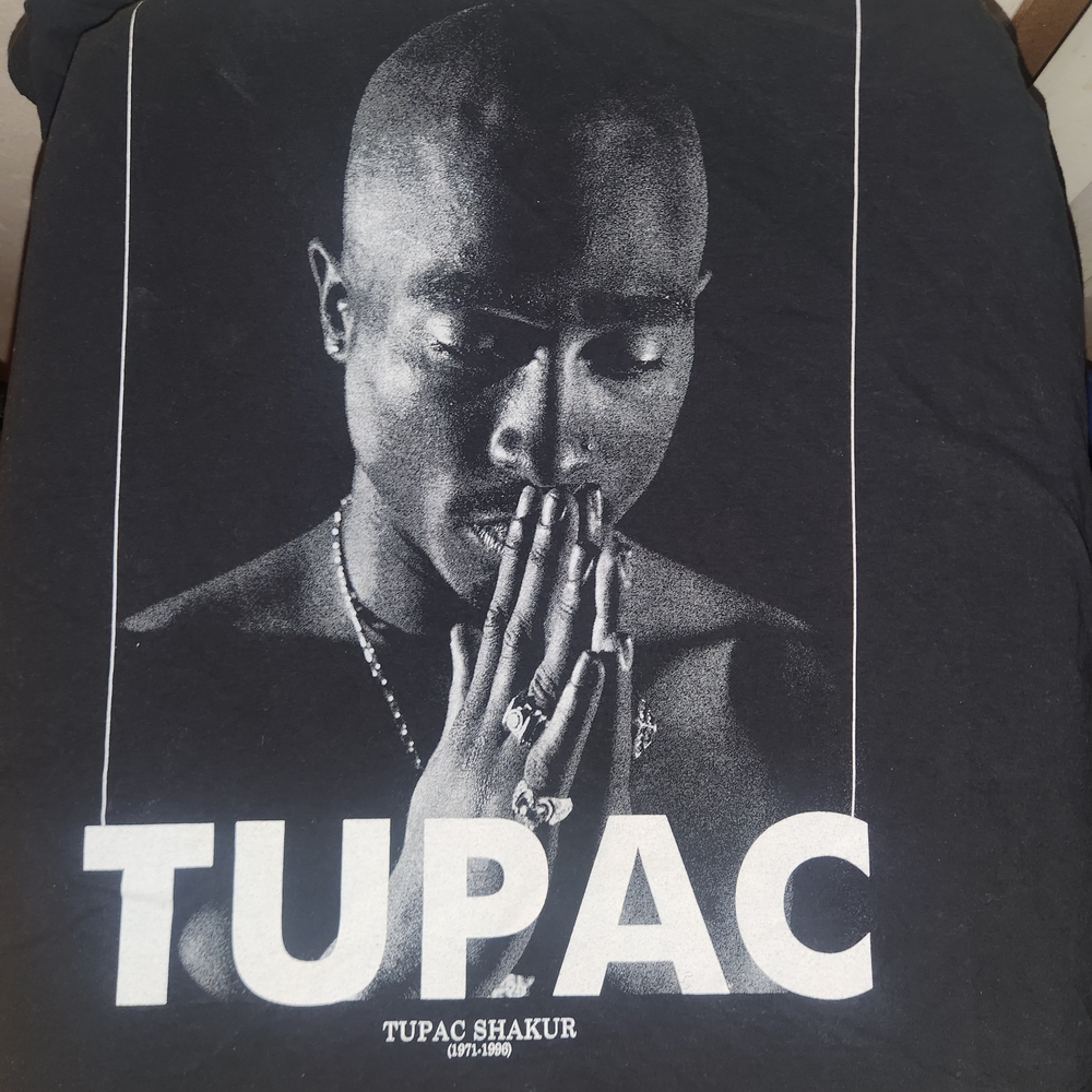 Tupac Graphic Black Tee — Bold White Print